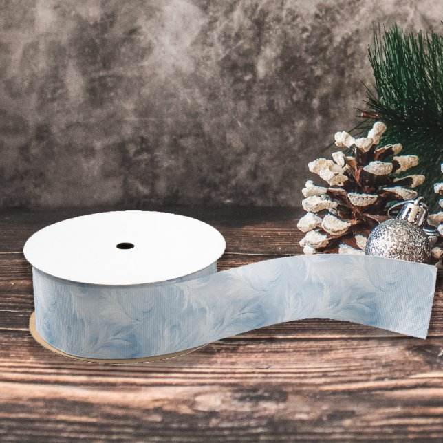 Ruban Gros-grain Winter Wonderland Bleu gelé motif (Créateur téléchargé)
