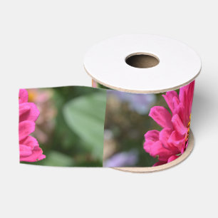 Ruban Gros-grain Zinnia rose et Bumble bee