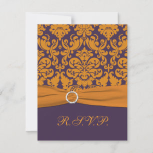 Ruban imprimé Carte de réponse damassée violette e
