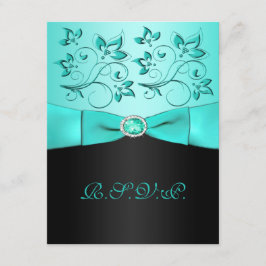 Ruban imprimé Carte de réponse de fleurs Aqua, Noi