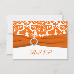 Ruban imprimé Carte de réponse en damas orange et 