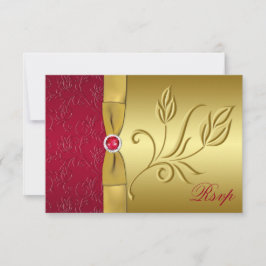 RUBAN IMPRIMÉ Carte RSVP Fleurie Rouge et Or