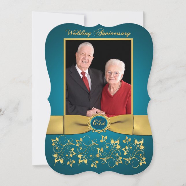 RUBAN IMPRIMÉ Forme fantaisie Invitation 65e Anniv (Devant)