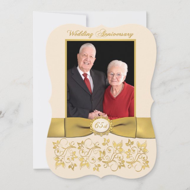 RUBAN IMPRIMÉ Forme Fantaisie Invitation 65e Anniv (Devant)