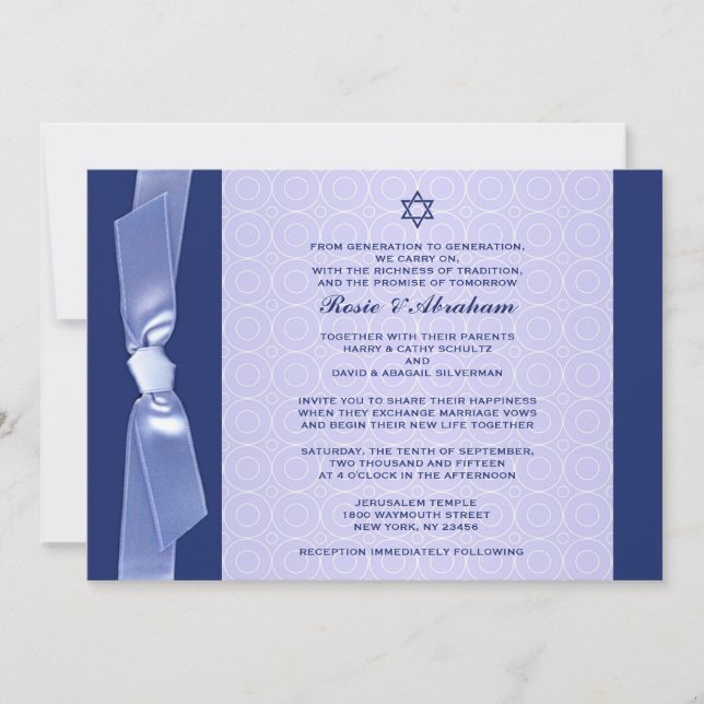 Ruban juif épousant les invitations plates (Devant)