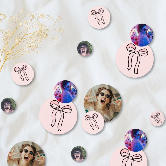 Ruban personnalisé rose blush Confetti de photo de (Custom Blush Pink Bow Bridal Shower Photo Confetti
)