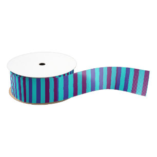 Ruban rayé de gros-grain : Rayures bleues, roses,