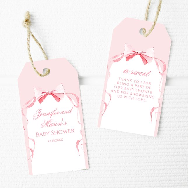 Ruban rose baby shower merci pour les étiquettes (Créateur téléchargé)