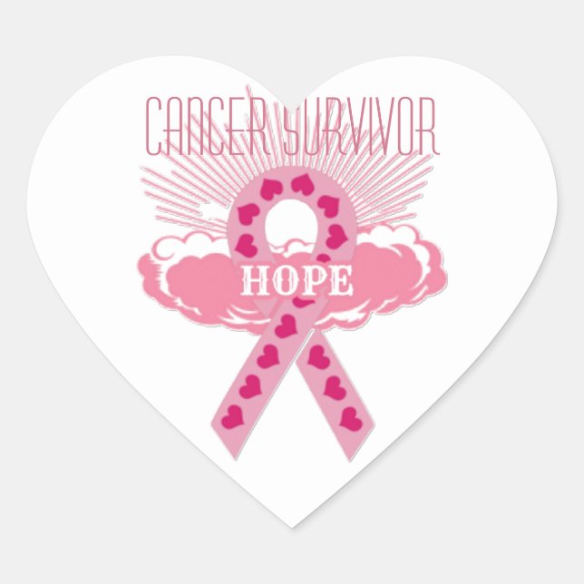 Ruban Rose De Hope Cancer Du Coeur Stickers Surviv (Devant)
