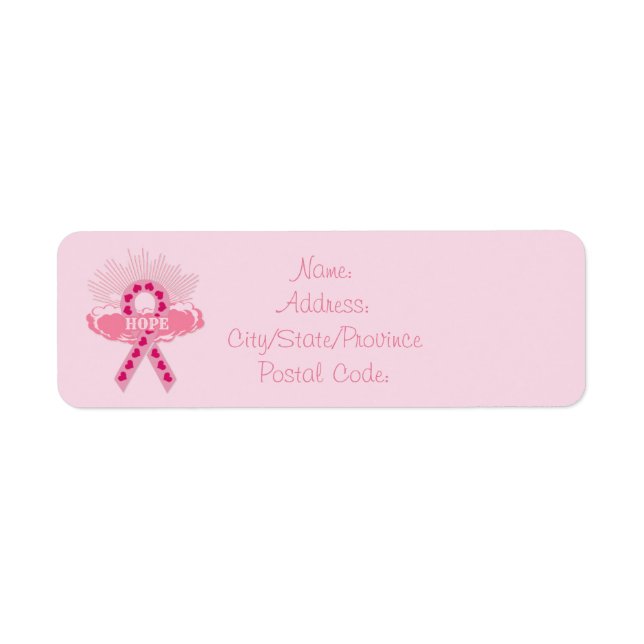 Ruban Rose De L'Espoir Adresse De Retour Étiquette (Devant)