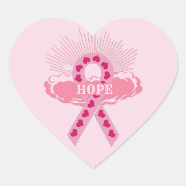 Ruban Rose De L'Espoir Stickers Coeur (Devant)