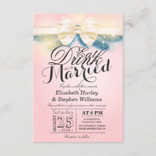 Ruban rose or EAT Boire et être marié Invitation