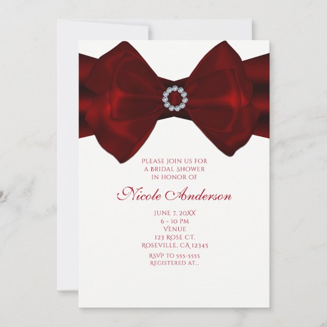 Ruban rouge & Diamonds Bling Elegance Invitations (Devant)