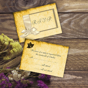 Ruban vintage, or et mariage Brown RSVP