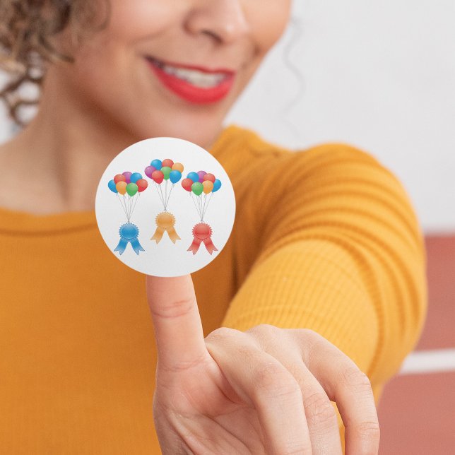 Rubans Et Ballons Classic Round Sticker (Créateur téléchargé)