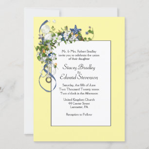 Rubans et Faire-part de mariage jaune mer