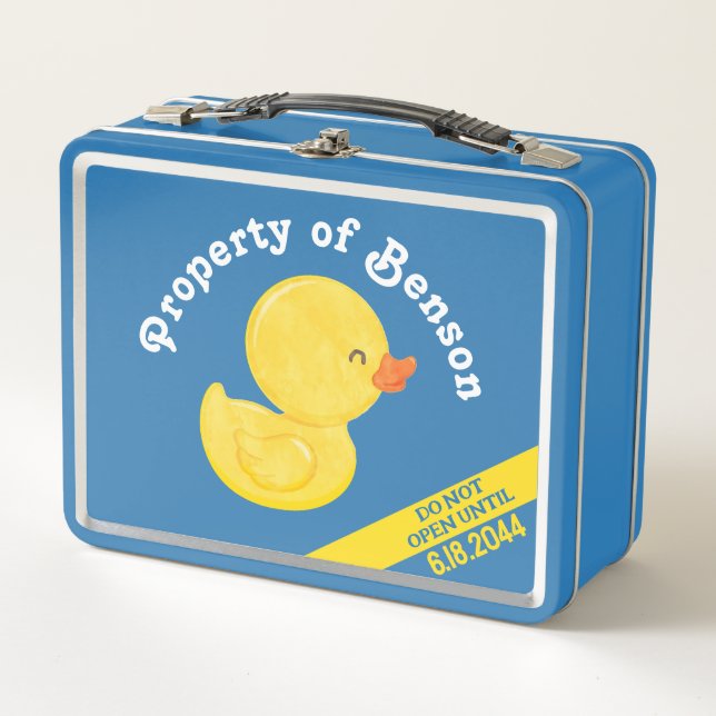 Rubber Duck 1st Birthday Time Kapselmitte Box Metall Brotdose (Vorderseite)