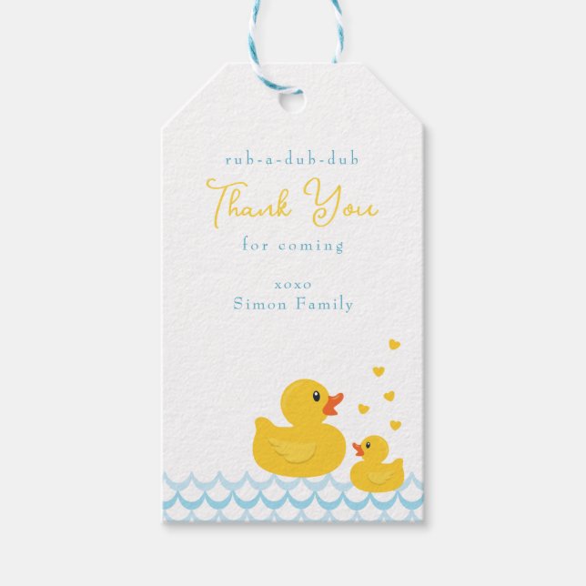 Rubber Duck Baby Showmarke | Niedlicher Dank Geschenkanhänger (Vorderseite)