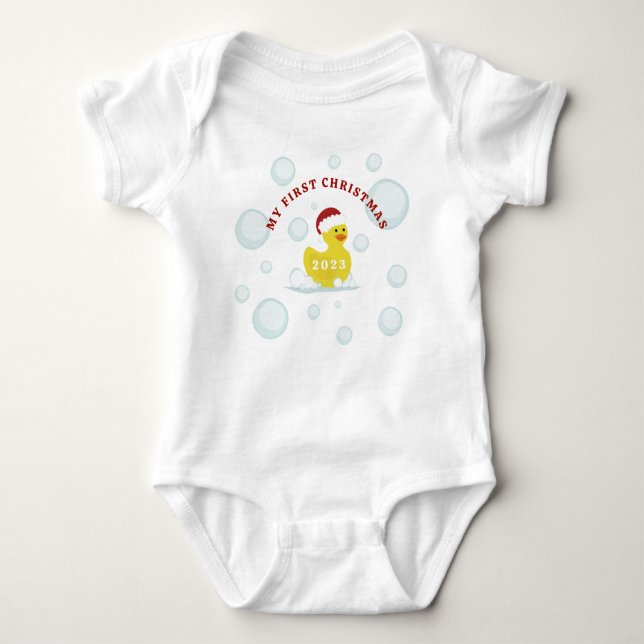 Rubber Duck Baby's First Christmas Baby Strampler (Vorderseite)