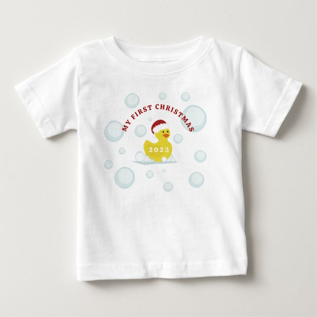 Rubber Duck Baby's First Christmas Baby T-shirt (Vorderseite)