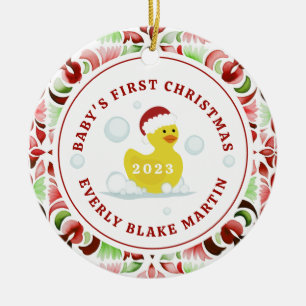 Rubber Duck Baby's First Christmas Foto Keramik Ornament