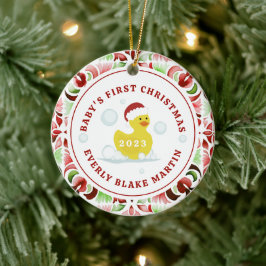 Rubber Duck Baby's First Christmas Keramik Ornament