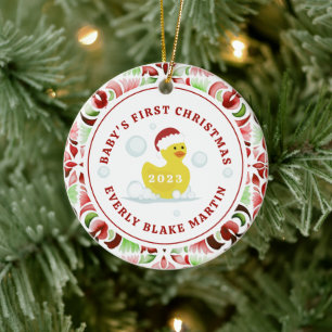 Rubber Duck Baby's First Christmas Keramik Ornament