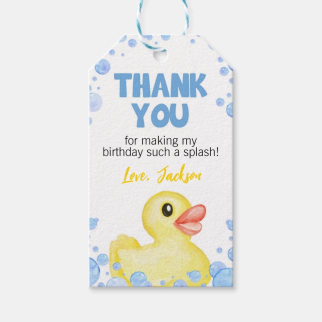 Rubber Duck Birthday Vielen Dank Tag Geschenkanhänger (Vorderseite)
