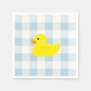 Rubber Duck Blue Gingham Pattern Serviette