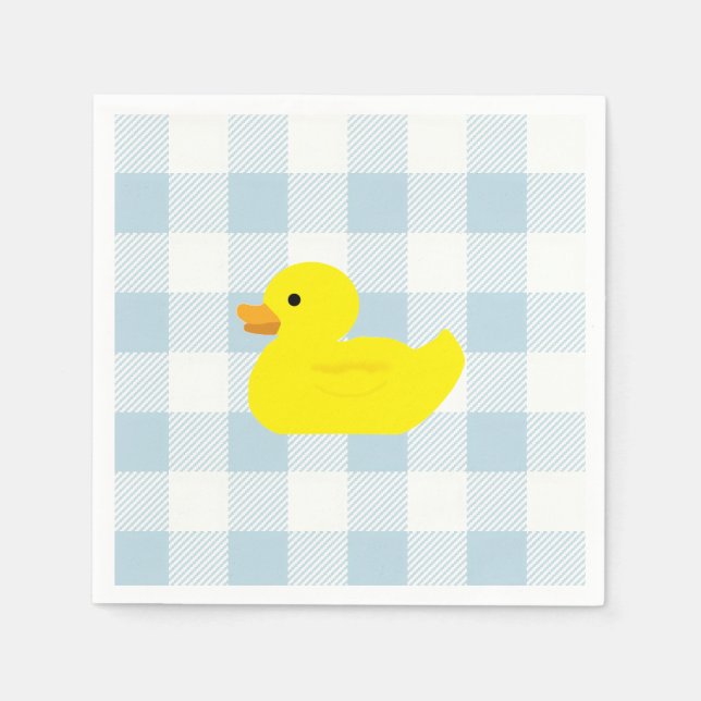 Rubber Duck Blue Gingham Pattern Serviette (Vorderseite)