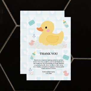 Rubber Duck Blue Hearts Baby Dusche Dankeskarte