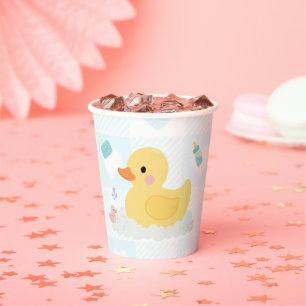 Rubber Duck Blue Hearts Baby Dusche Pappbecher