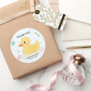 Rubber Duck Blue Hearts Baby Dusche Runder Aufkleber
