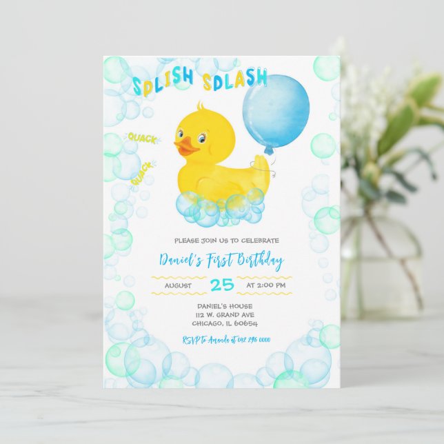 RUBBER DUCK Boy Invitation d'anniversaire (Debout devant)