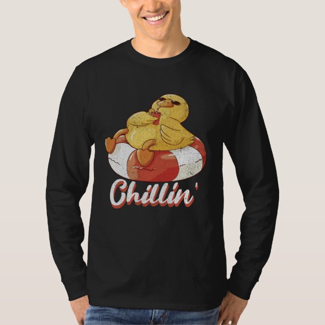Rubber Duck Chillin In the Summer Vacation Pool Pa T-Shirt (Vorderseite)