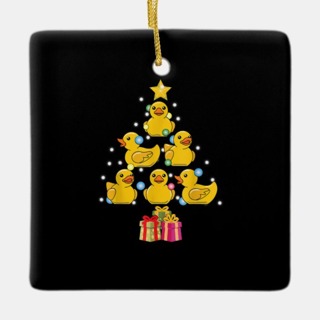 Rubber Duck Christmas Tree Duckie Quack Weihnachte Keramikornament (Vorderseite)