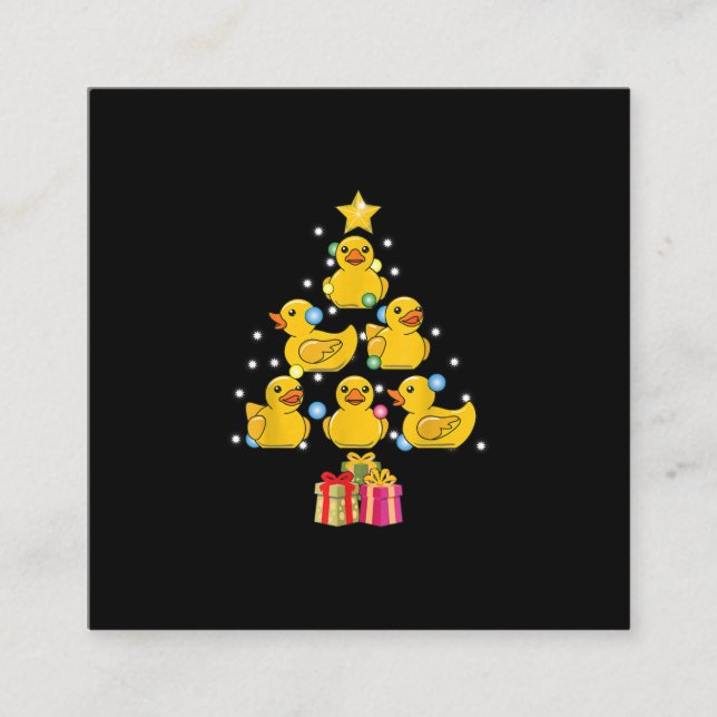 Rubber Duck Christmas Tree Duckie Quack Weihnachte Quadratische Visitenkarte (Vorderseite)