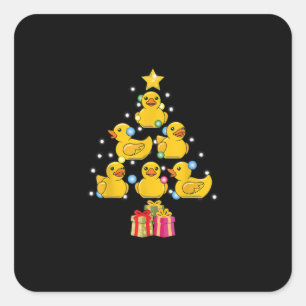 Rubber Duck Christmas Tree Duckie Quack Weihnachte Quadratischer Aufkleber