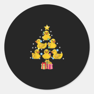 Rubber Duck Christmas Tree Duckie Quack Weihnachte Runder Aufkleber