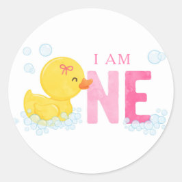 Rubber Duck First Birthday Runder Aufkleber