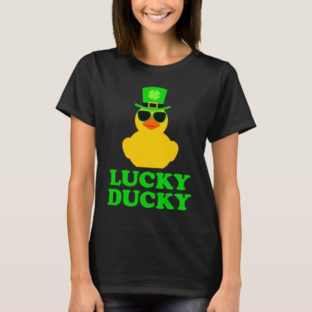Rubber Duck Four Leaf C Leprechaun Hat St Patrick' T-Shirt (Vorderseite)