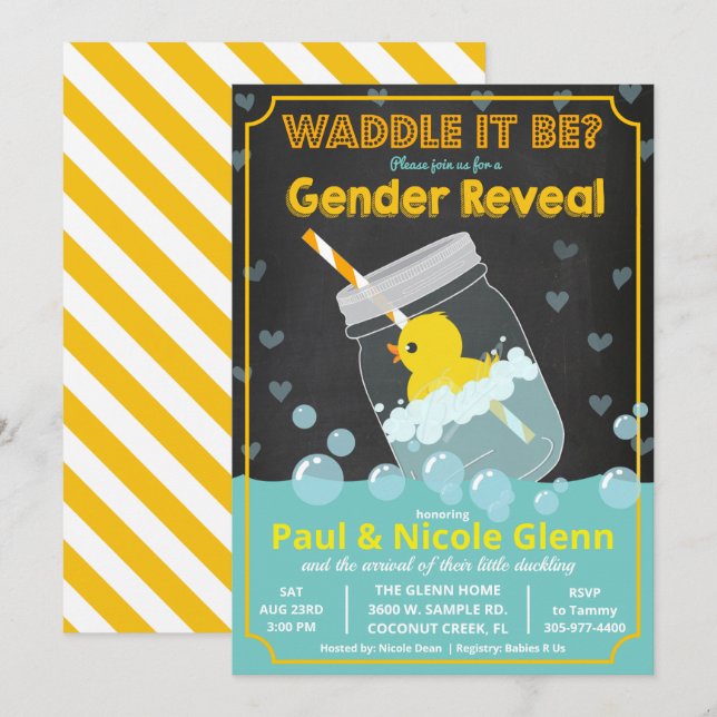 Rubber Duck Genre Revela Party Invitation (Devant / Derrière)