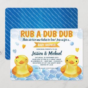 Rubber Duck Girls Twins Baby Dusche Einladung