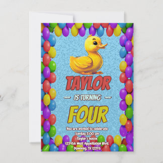 Rubber Duck Niedlich Personalisierten Geburtstag E Einladung