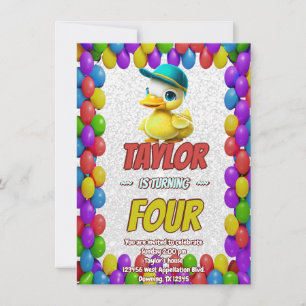 Rubber Duck Niedlich Personalisierten Geburtstag E Einladung