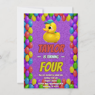 Rubber Duck Niedlich Personalisierten Geburtstag E Einladung