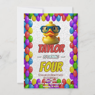 Rubber Duck Niedlich Personalisierten Geburtstag E Einladung