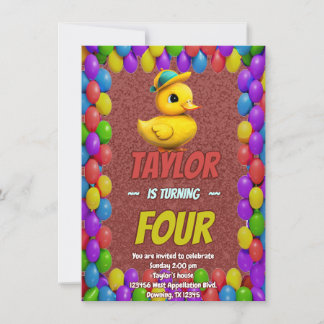 Rubber Duck Niedlich Personalisierten Geburtstag E Einladung
