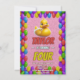 Rubber Duck Niedlich Personalisierten Geburtstag E Einladung