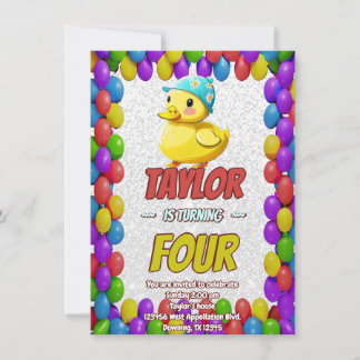 Rubber Duck Niedlich Personalisierten Geburtstag E Einladung